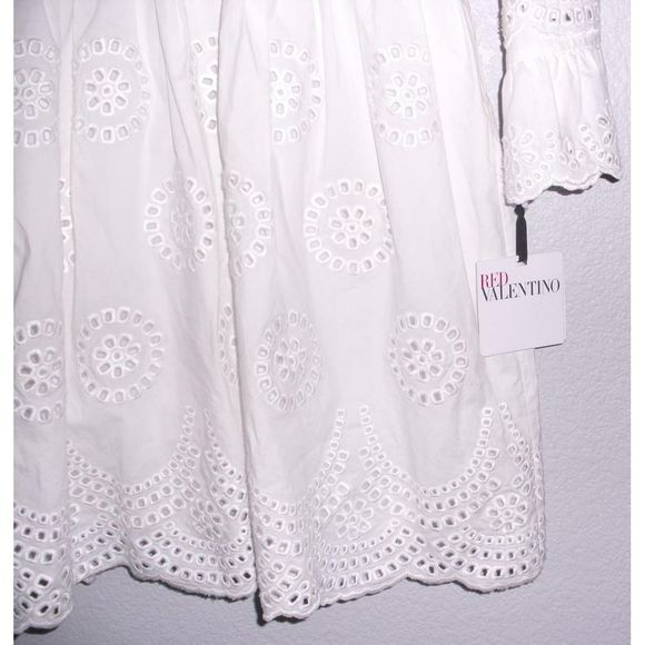 Red Valentino Sangallo Embroidered White Dress 42 - Picture 5 of 8
